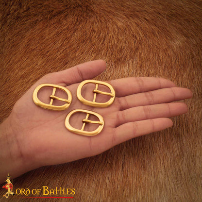 Juego de Hebillas de Cinturón Medievales Ovaladas de Latón (3 Piezas) - para Marroquinería, Prendas de Vestir y Accesorios - Imagen 5