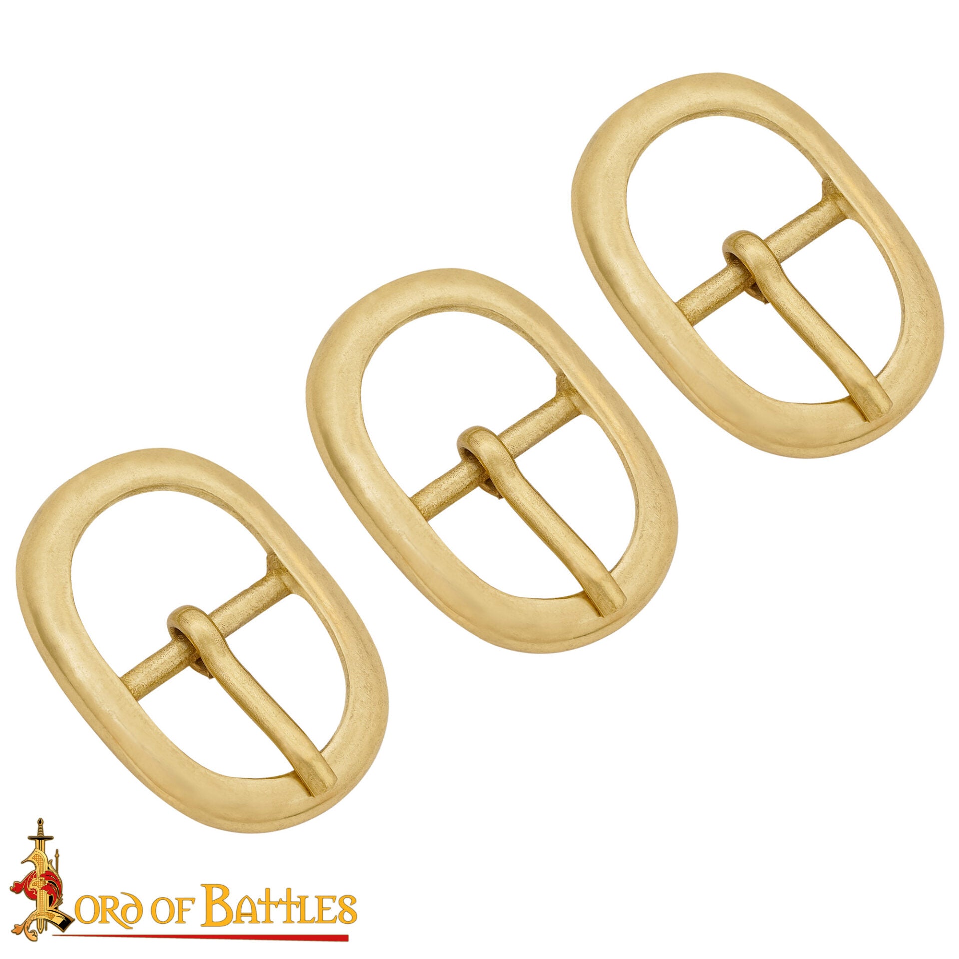 Juego de Hebillas de Cinturón Medievales Ovaladas de Latón (3 Piezas) - para Marroquinería, Prendas de Vestir y Accesorios - Imagen 4