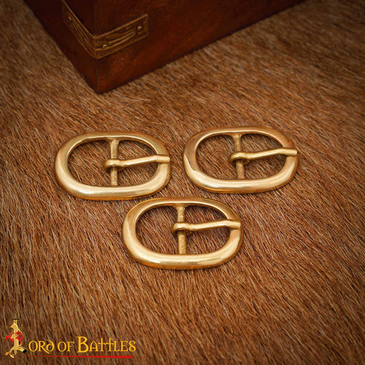 Juego de Hebillas de Cinturón Medievales Ovaladas de Latón (3 Piezas) - para Marroquinería, Prendas de Vestir y Accesorios - Imagen 1