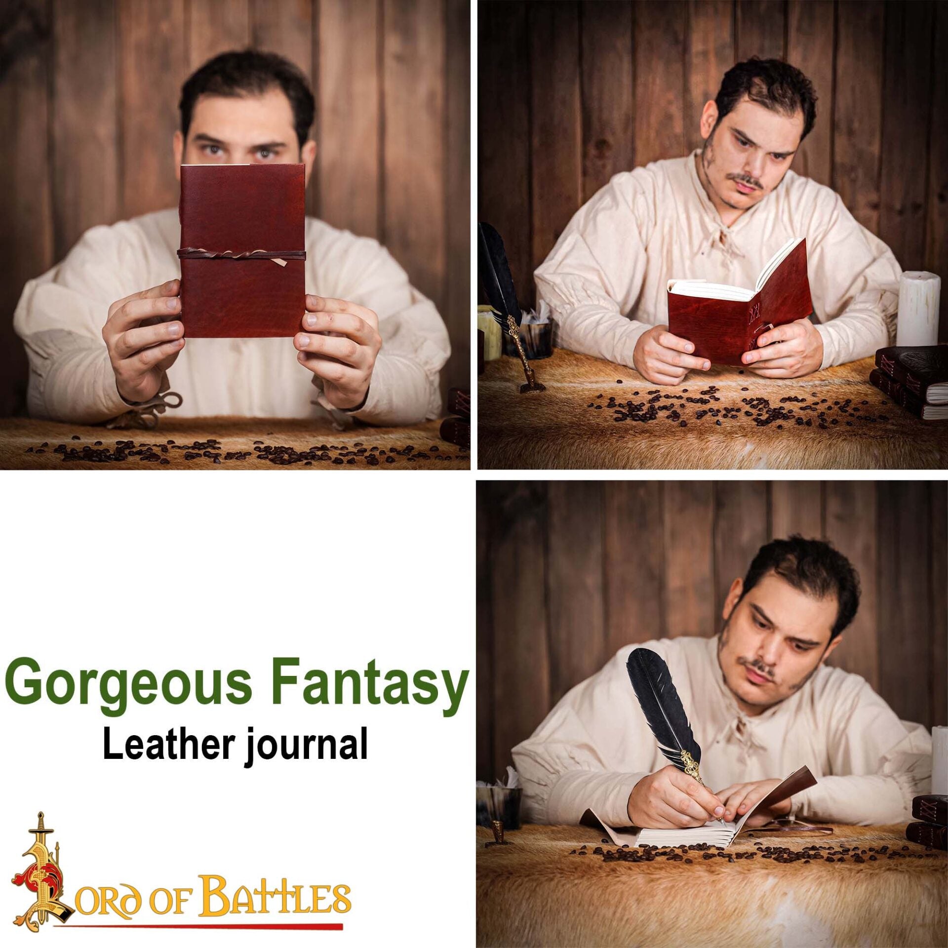 Medieval Leather Wrap Journal - Cuaderno Artesanal con Cierre de Corbata - Imagen 9