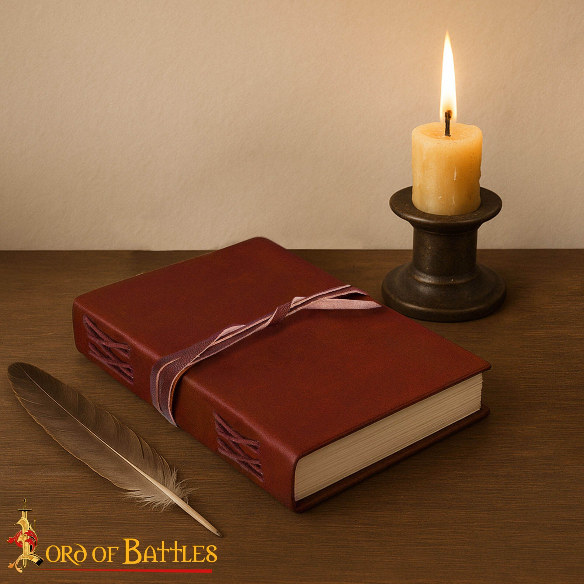 Medieval Leather Wrap Journal - Cuaderno Artesanal con Cierre de Corbata - Imagen 1