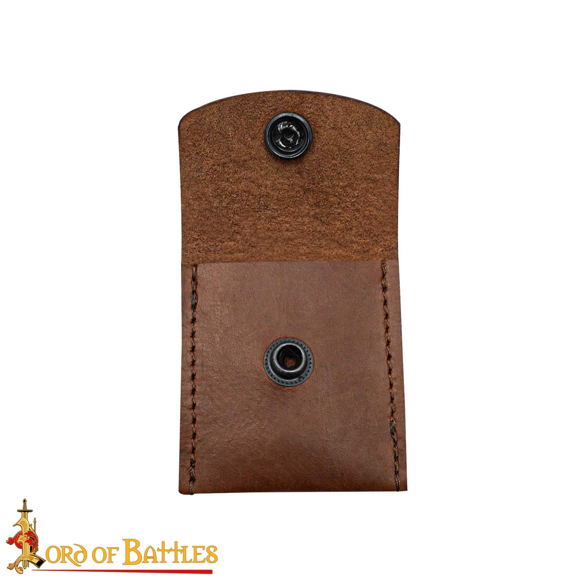 Monedero Artesanal de Piel Auténtica Marrón - Cierre a Presión de Estilo Medieval - Imagen 5