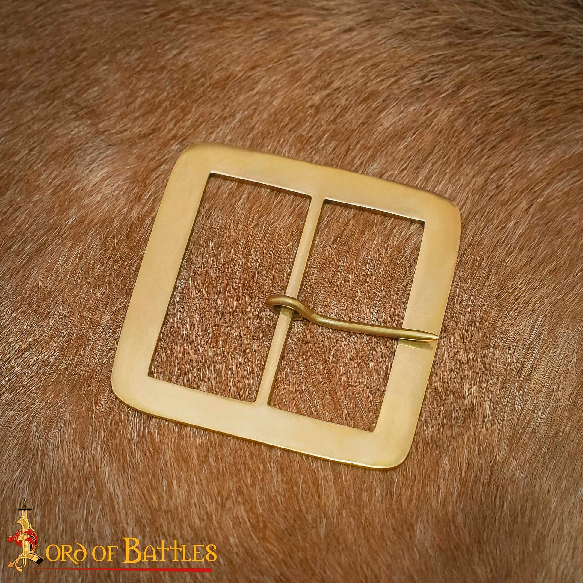 Hebilla Cuadrada Medieval de Latón Macizo - 3.6" para Cinturones Anchos de Cuero y Accesorios de Disfraces - Imagen 7