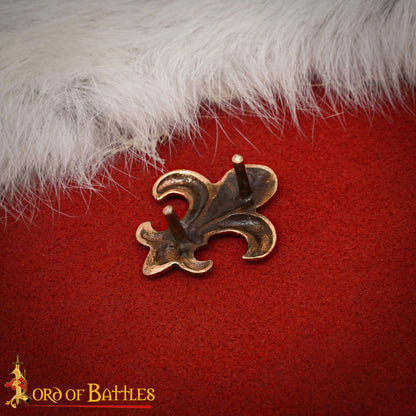 Montura Medieval para Cinturón - Emblema de la Flor de Lis de Bronce (reverso de 2 Clavijas) - Imagen 2