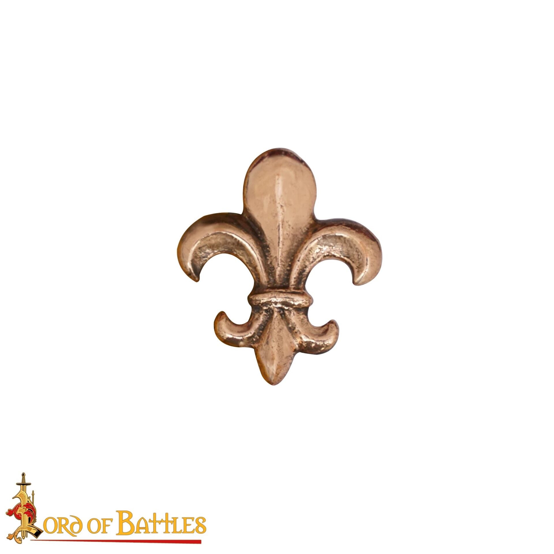 Montura Medieval para Cinturón - Emblema de la Flor de Lis de Bronce (reverso de 2 Clavijas) - Imagen 3