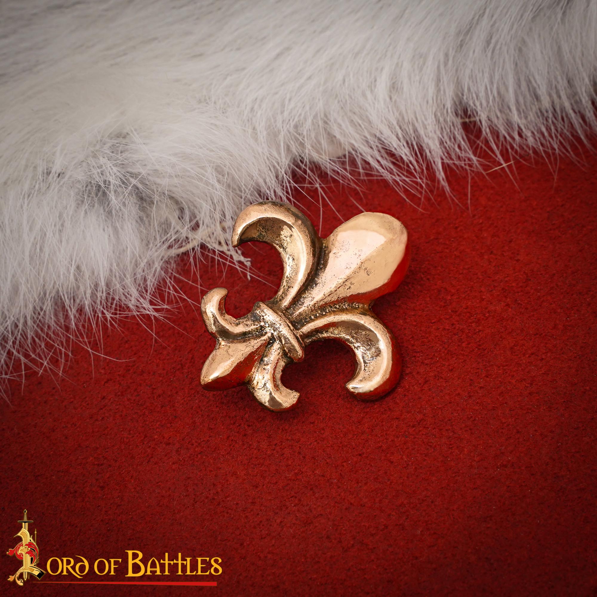 Montura Medieval para Cinturón - Emblema de la Flor de Lis de Bronce (reverso de 2 Clavijas) - Imagen 4