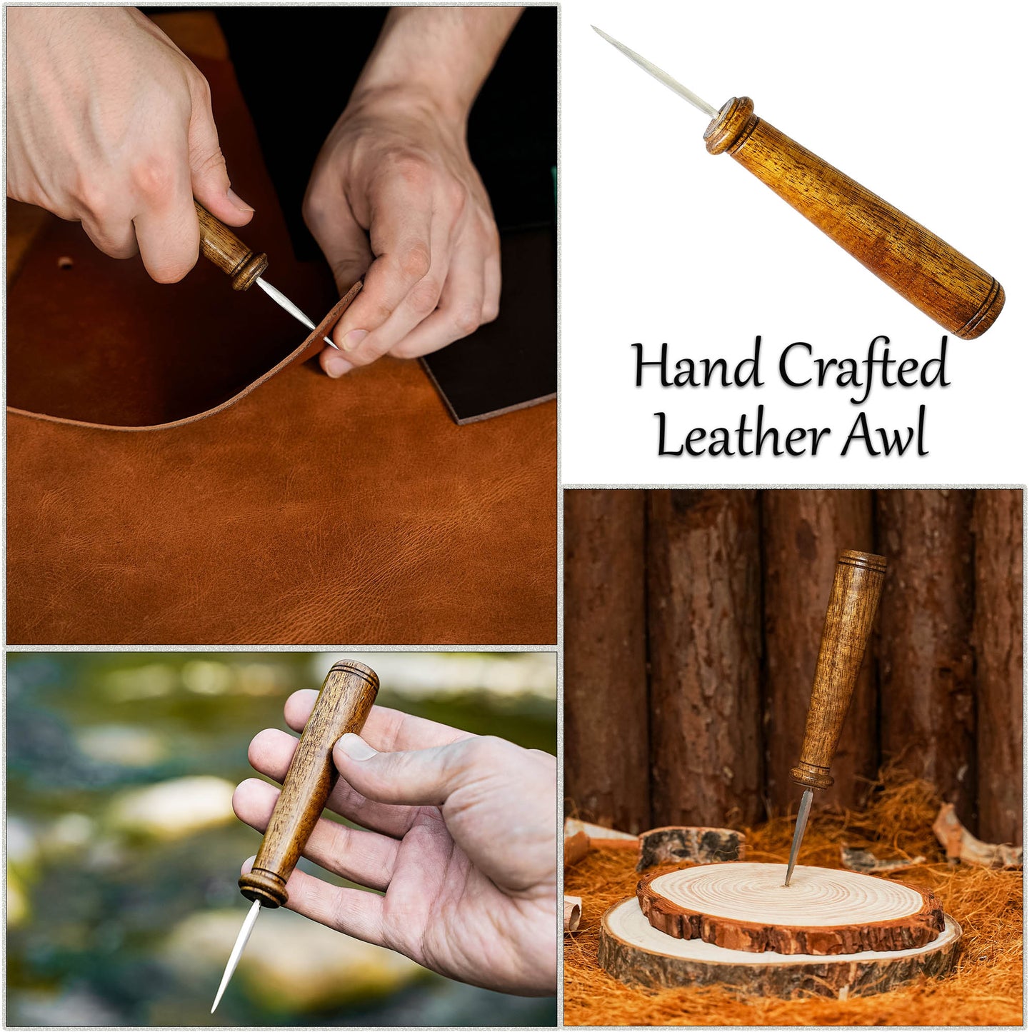 Lezna de Cuero - Mango de Madera Pulida - Herramienta de Costura Tradicional - Imagen 9