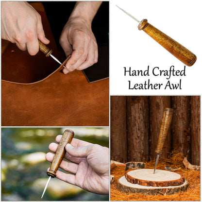Lezna de Cuero - Mango de Madera Pulida - Herramienta de Costura Tradicional - Imagen 9