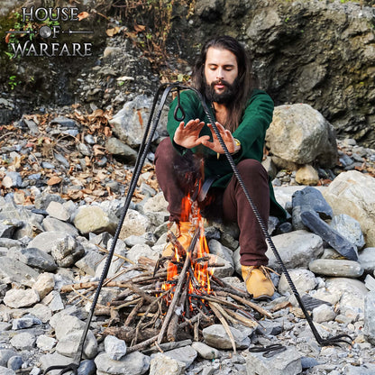 Trípode de Cocina de Hierro Medieval Forjado a Mano - Acabado en Negro Soporte de Hoguera para Cocinar Al Aire Libre - Imagen 6