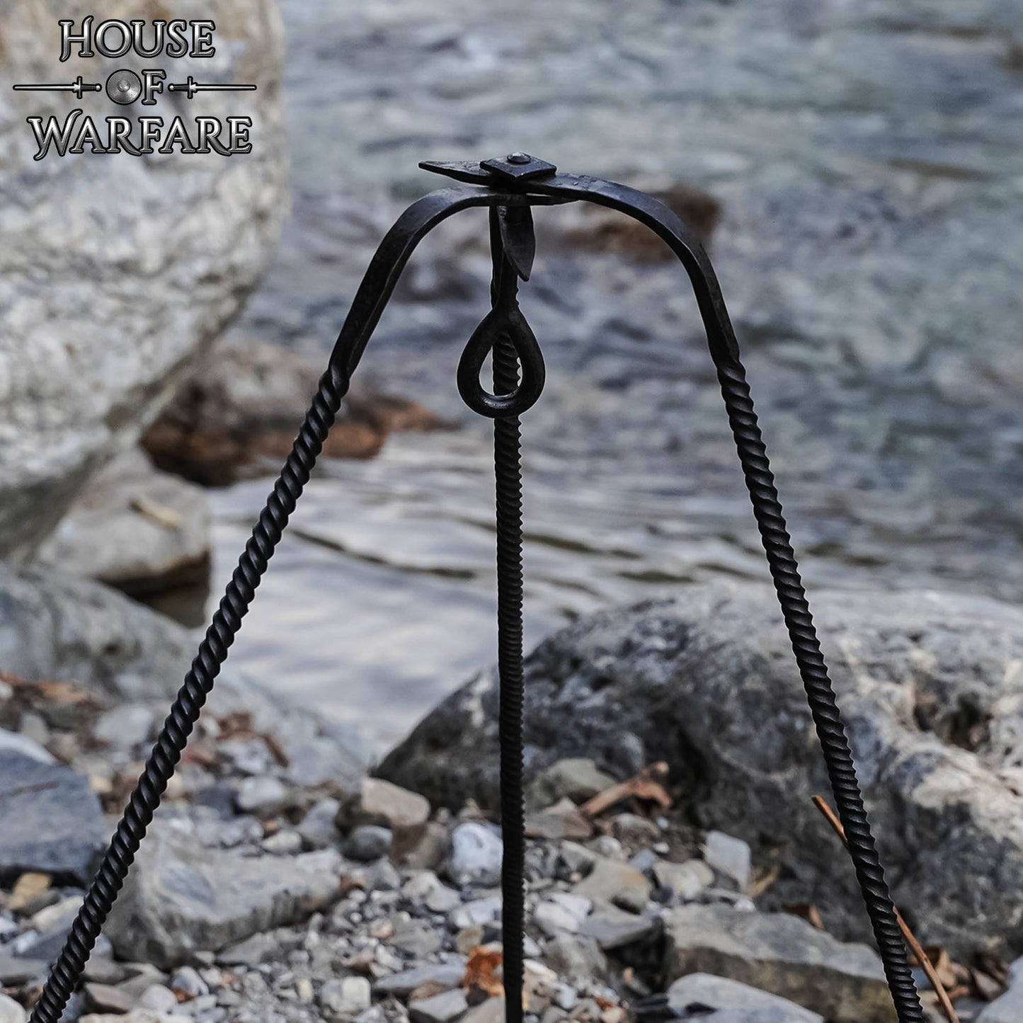 Trípode de Cocina de Hierro Medieval Forjado a Mano - Acabado en Negro Soporte de Hoguera para Cocinar Al Aire Libre - Imagen 7