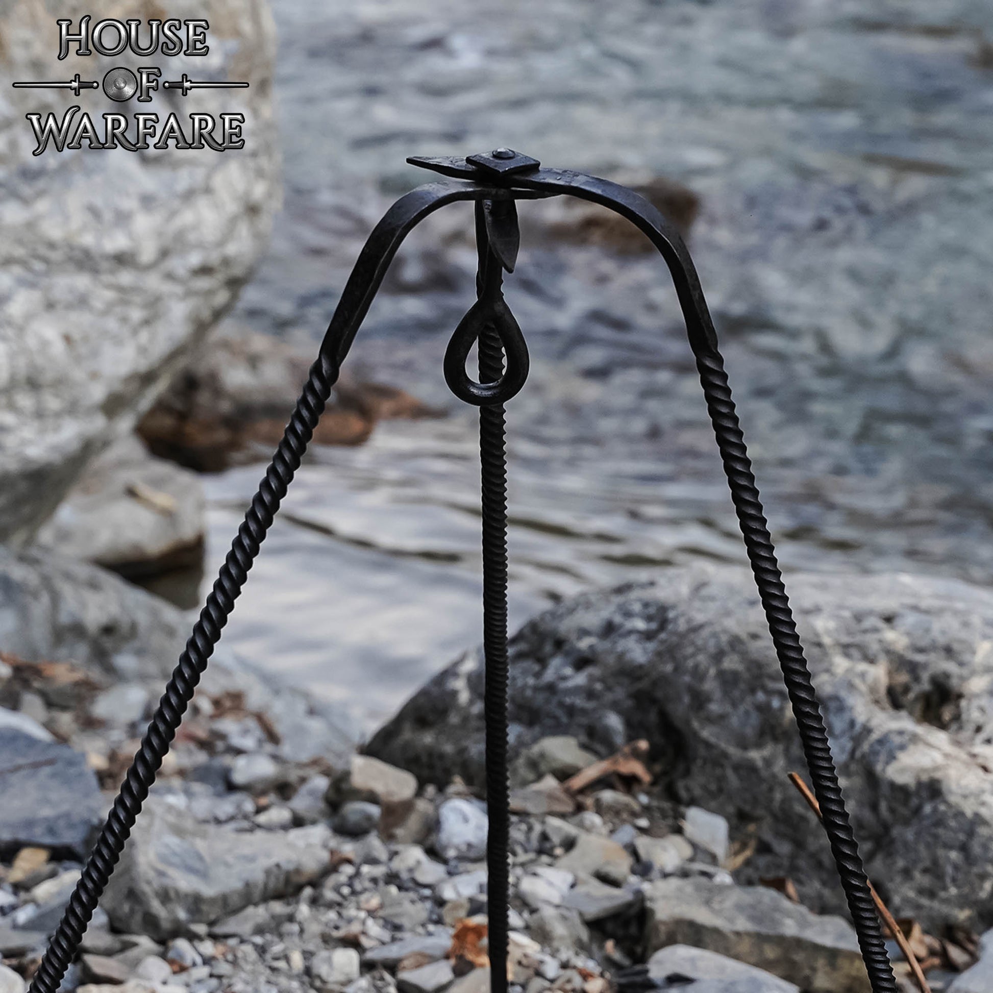 Trípode de Cocina de Hierro Medieval Forjado a Mano - Acabado en Negro Soporte de Hoguera para Cocinar Al Aire Libre - Imagen 7