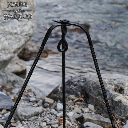 Trípode de Cocina de Hierro Medieval Forjado a Mano - Acabado en Negro Soporte de Hoguera para Cocinar Al Aire Libre - Imagen 7