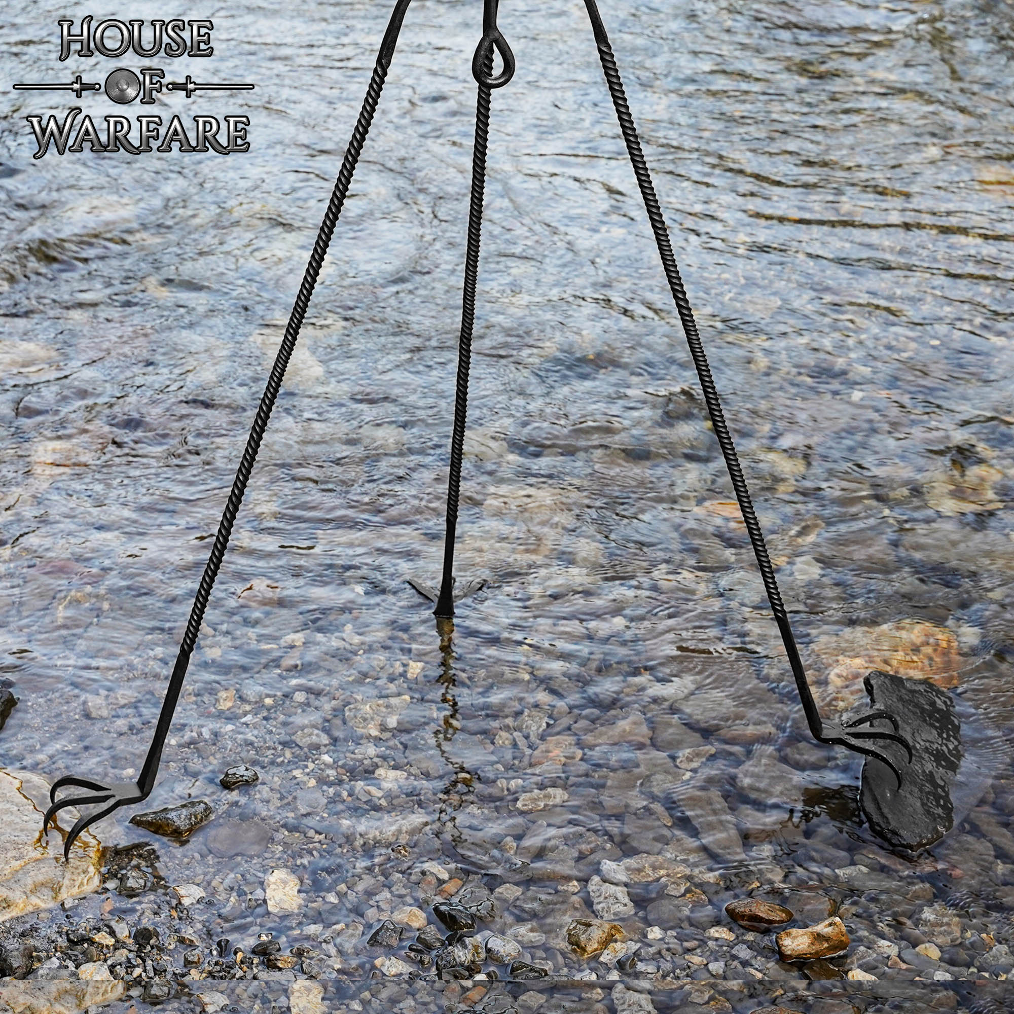 Trípode de Cocina de Hierro Medieval Forjado a Mano - Acabado en Negro Soporte de Hoguera para Cocinar Al Aire Libre - Imagen 8