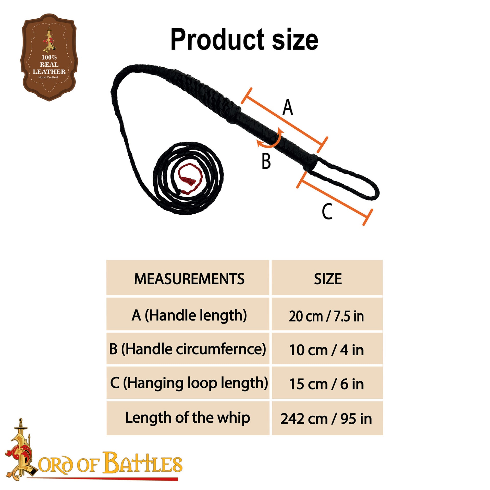 Látigo de Toro Medieval de Cuero Trenzado a Mano - Imagen 3