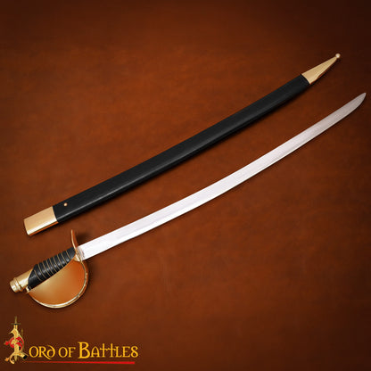 Espada Corvo Naval del Siglo Xix - Hoja de Acero Al Carbono con Guarda de Latón y Vaina de Cuero - Imagen 1