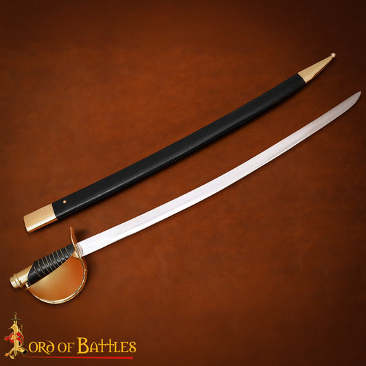 Espada Corvo Naval del Siglo Xix - Hoja de Acero Al Carbono con Guarda de Latón y Vaina de Cuero - Imagen 1