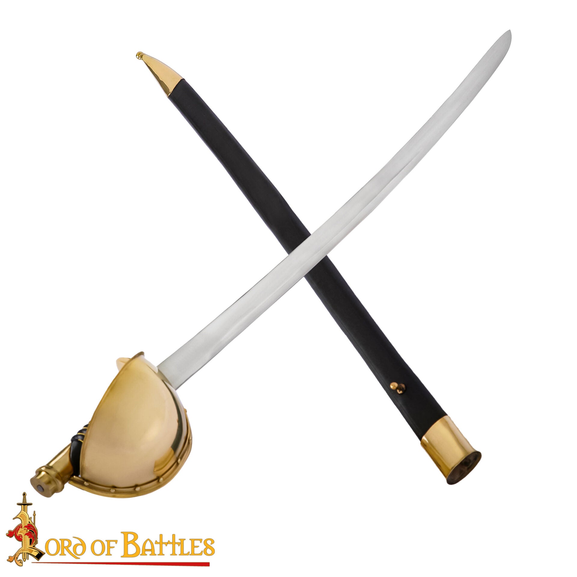 Espada Corvo Naval del Siglo Xix - Hoja de Acero Al Carbono con Guarda de Latón y Vaina de Cuero - Imagen 2