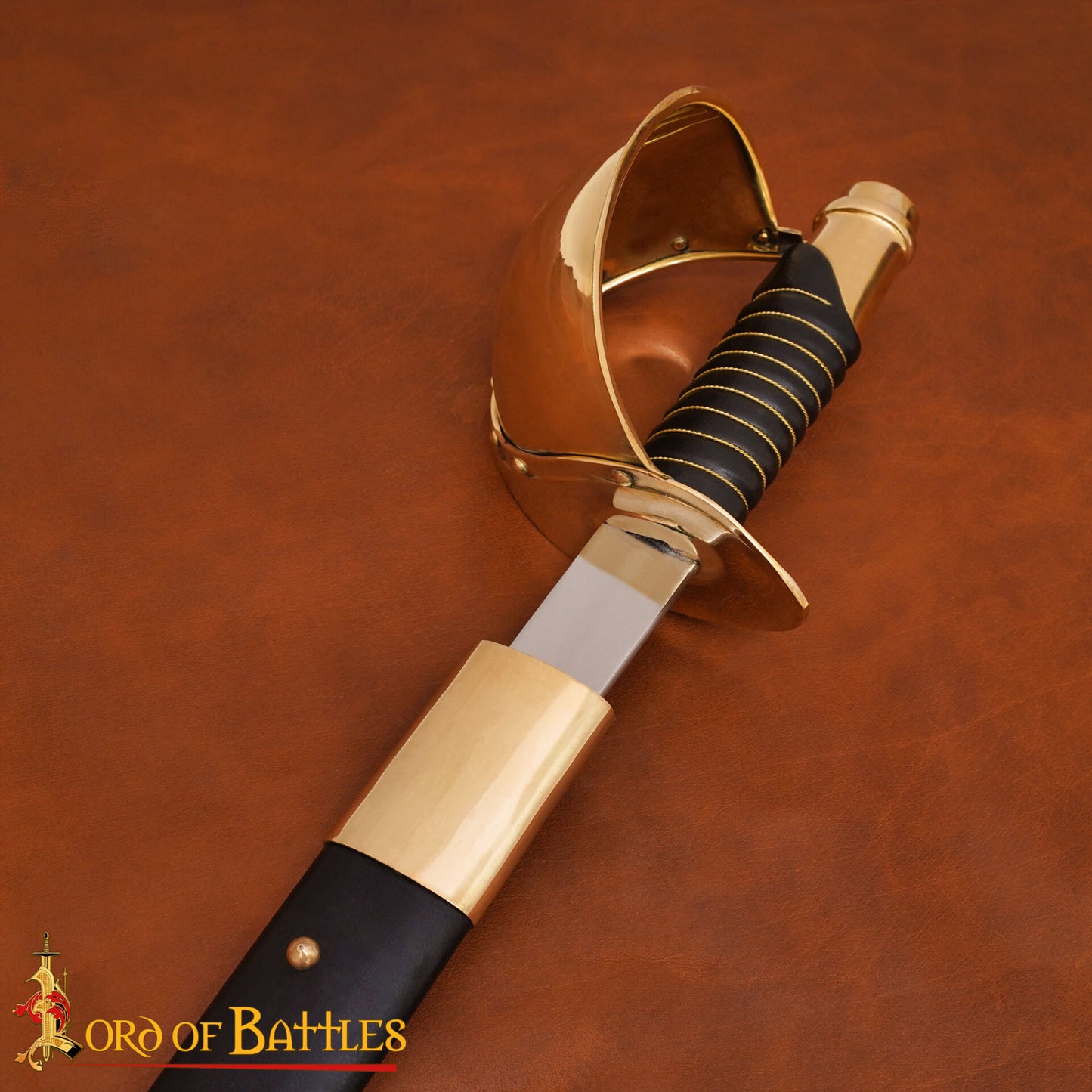 Espada Corvo Naval del Siglo Xix - Hoja de Acero Al Carbono con Guarda de Latón y Vaina de Cuero - Imagen 5