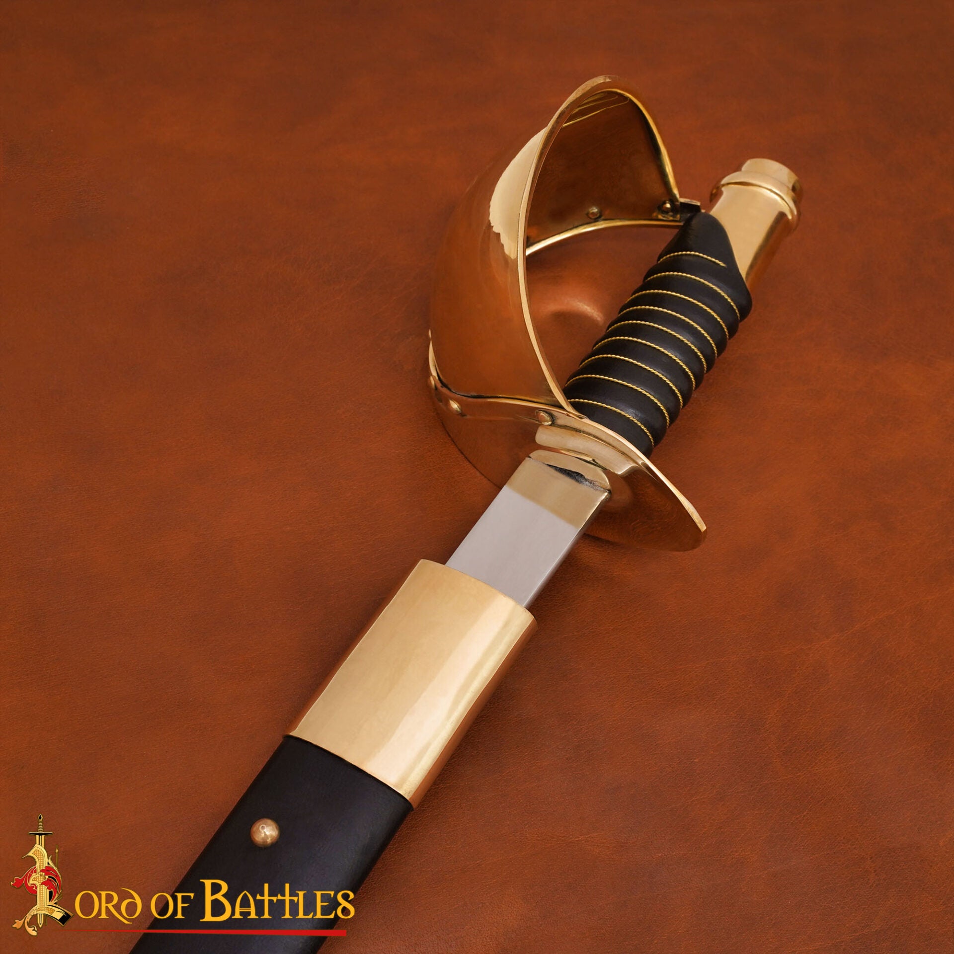 Espada Corvo Naval del Siglo Xix - Hoja de Acero Al Carbono con Guarda de Latón y Vaina de Cuero - Imagen 5