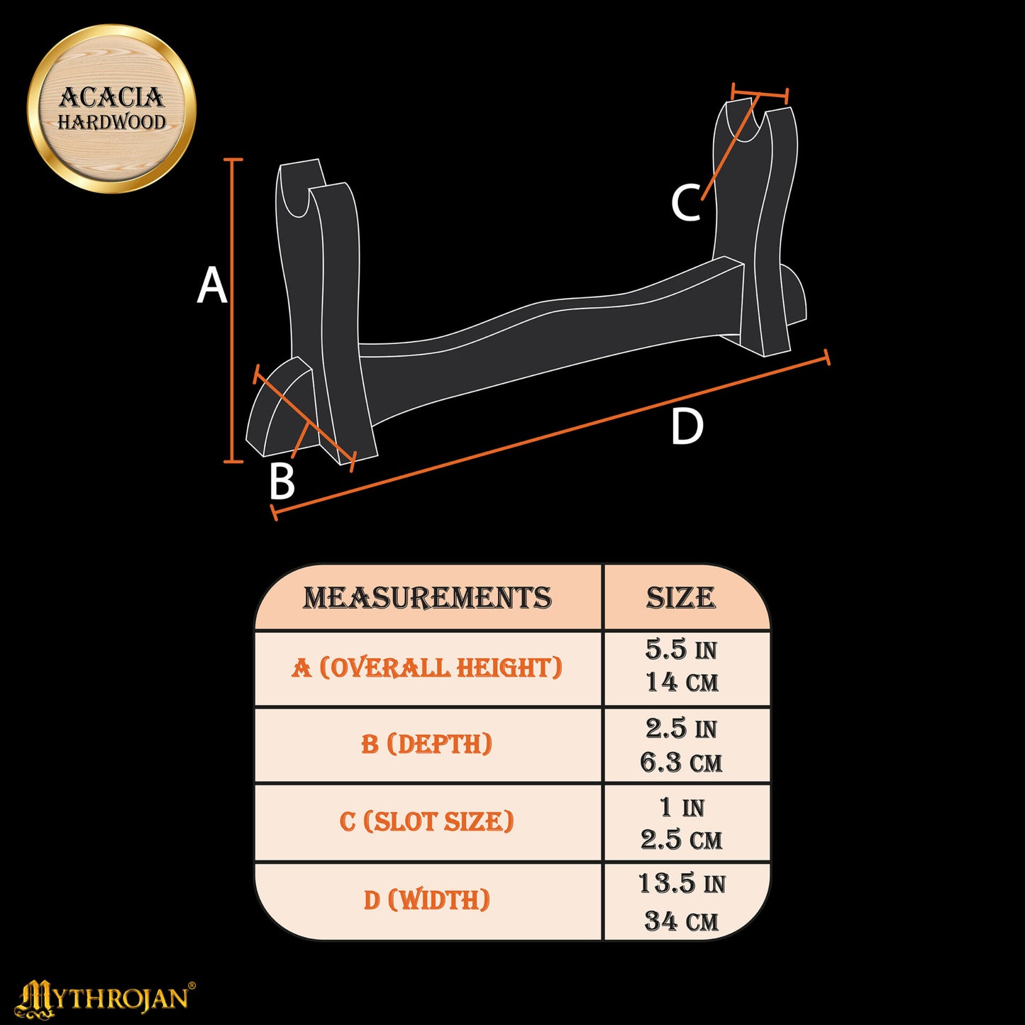 Soporte de Madera para Espada Mythrojan (pequeño) "simple &amp; Portátil" - Imagen 3