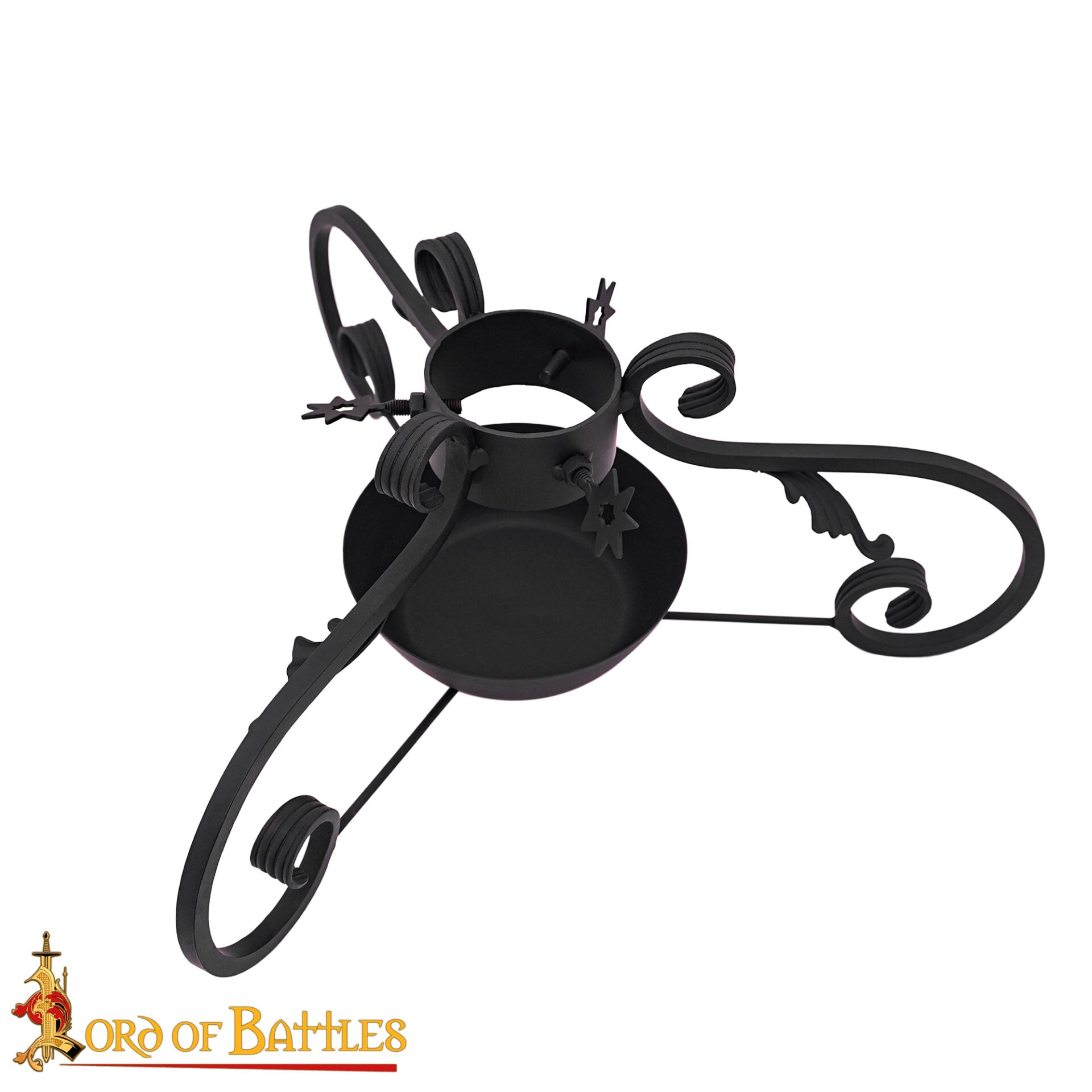 Soporte de Hierro Forjado Medieval del Siglo Xiv - Pantalla de Volutas Forjadas a Mano con Acabado en Negro Aceite - Imagen 4