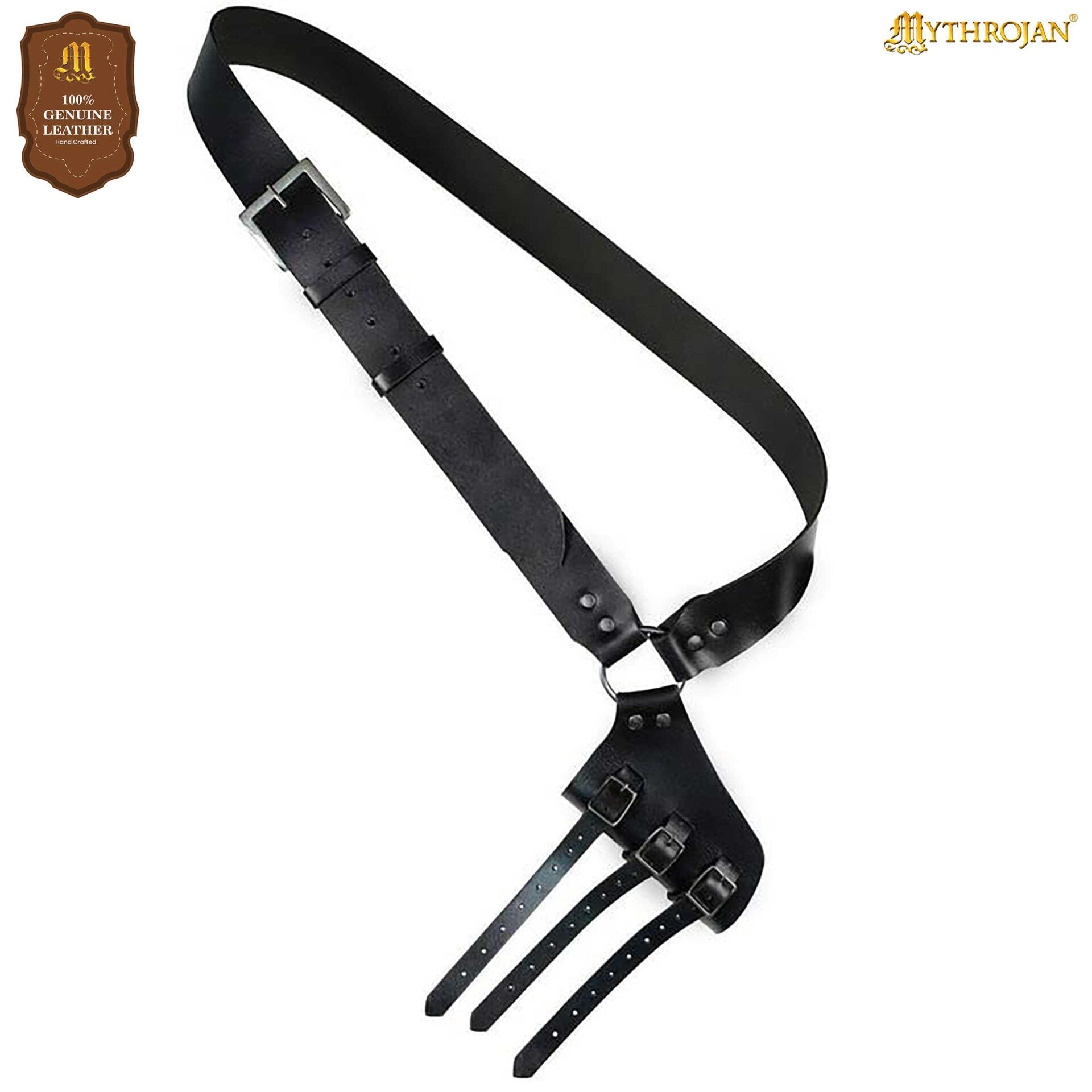 Mythrojan Baldric Cinturón Espada Cuero Funda Daga Medieval : Zurdo - Imagen 1