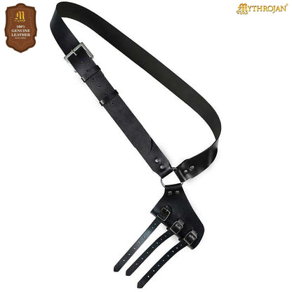 Mythrojan Baldric Cinturón Espada Cuero Funda Daga Medieval : Zurdo - Imagen 1