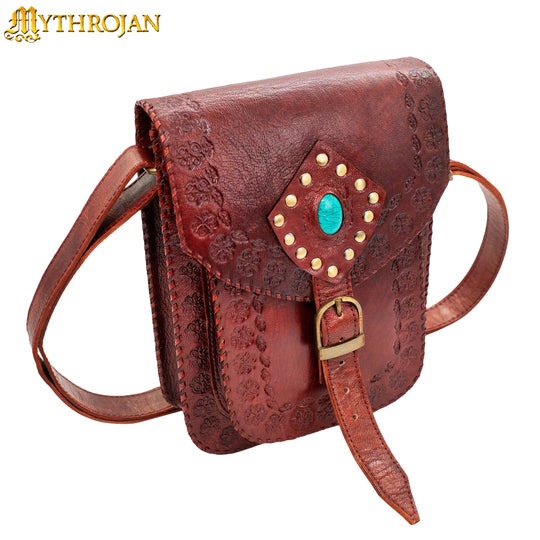 Mythrojan "sorceress From The East" Medieval Sling Bag, Granate 10" X 7" - Imagen 7