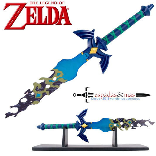 Espada Maestra de Zelda Tears of Kingdom como la del Videojuego de Nintendo con expositor. Una espada de fantasía vendida por Espadas y más