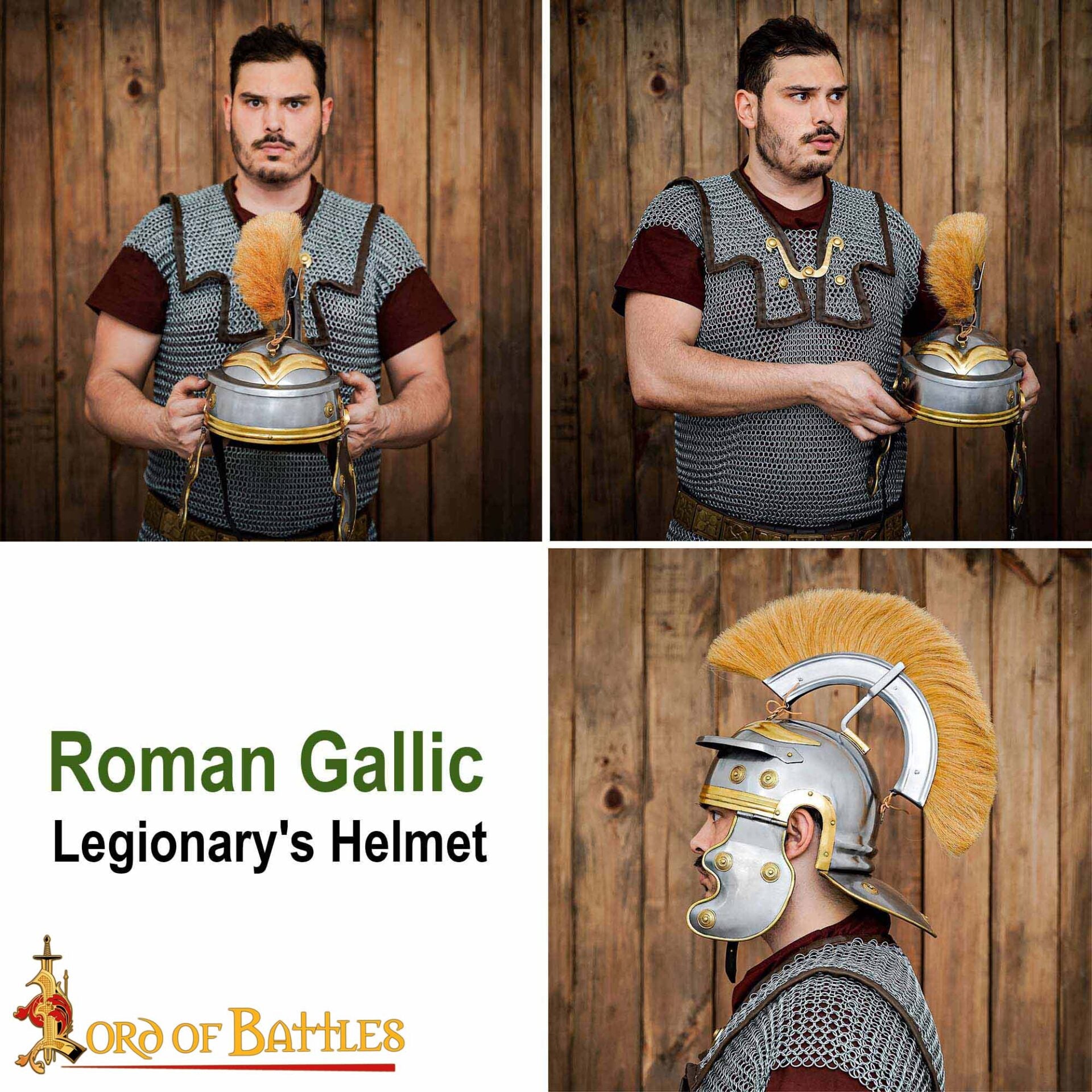 Casco de Centurión Galo Imperial Romano - Acero de Calibre 18 con Aditamento de Cresta de Hierro y Forro de Cuero - Imagen 9