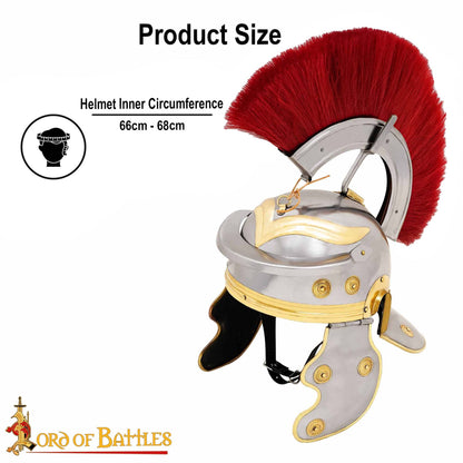 Casco de Galo Imperial Romano del Siglo I con Cresta Roja, Hecho a Mano de Forma Tradicional - Acero y Latón Pulidos - Imagen 18