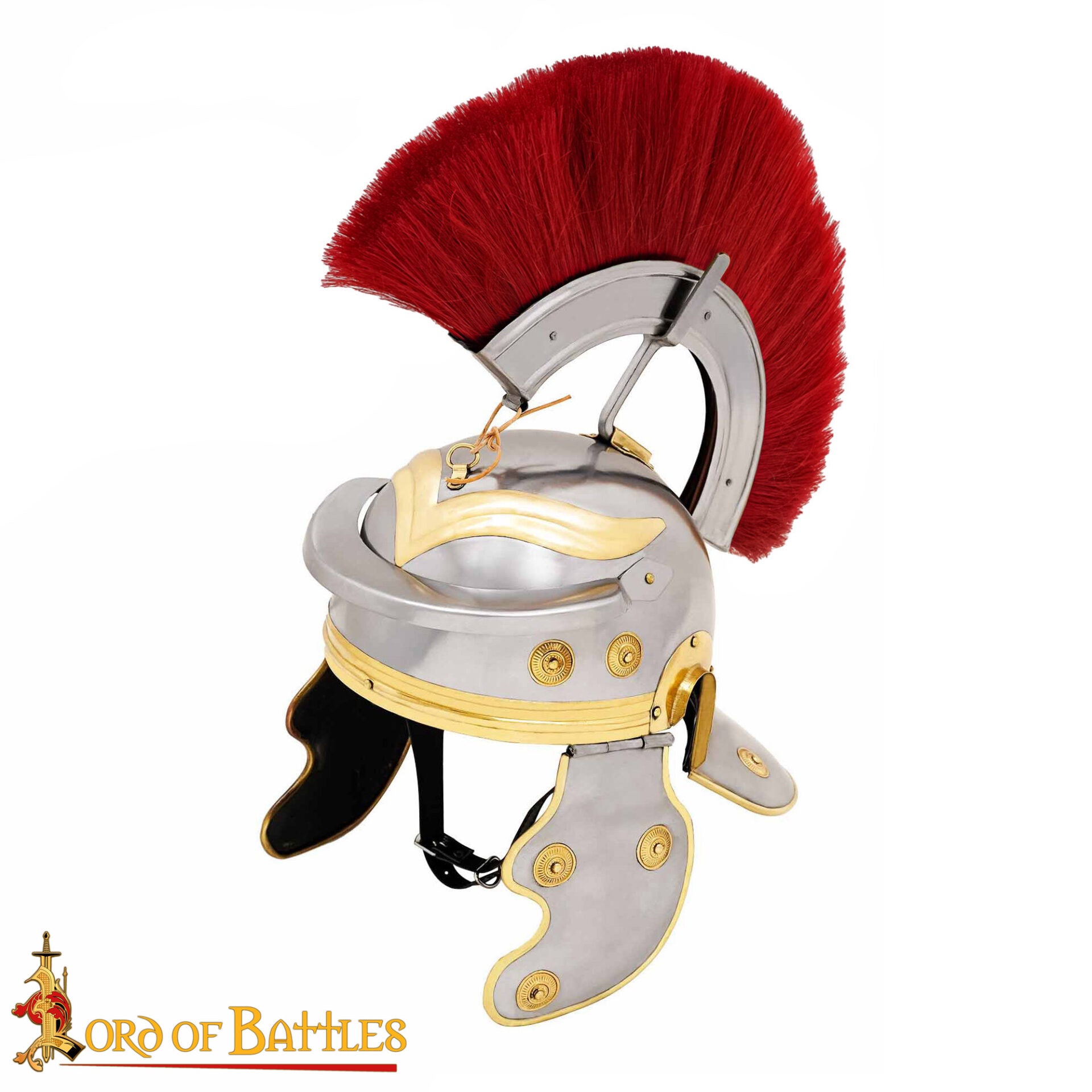 Casco de Galo Imperial Romano del Siglo I con Cresta Roja, Hecho a Mano de Forma Tradicional - Acero y Latón Pulidos - Imagen 19