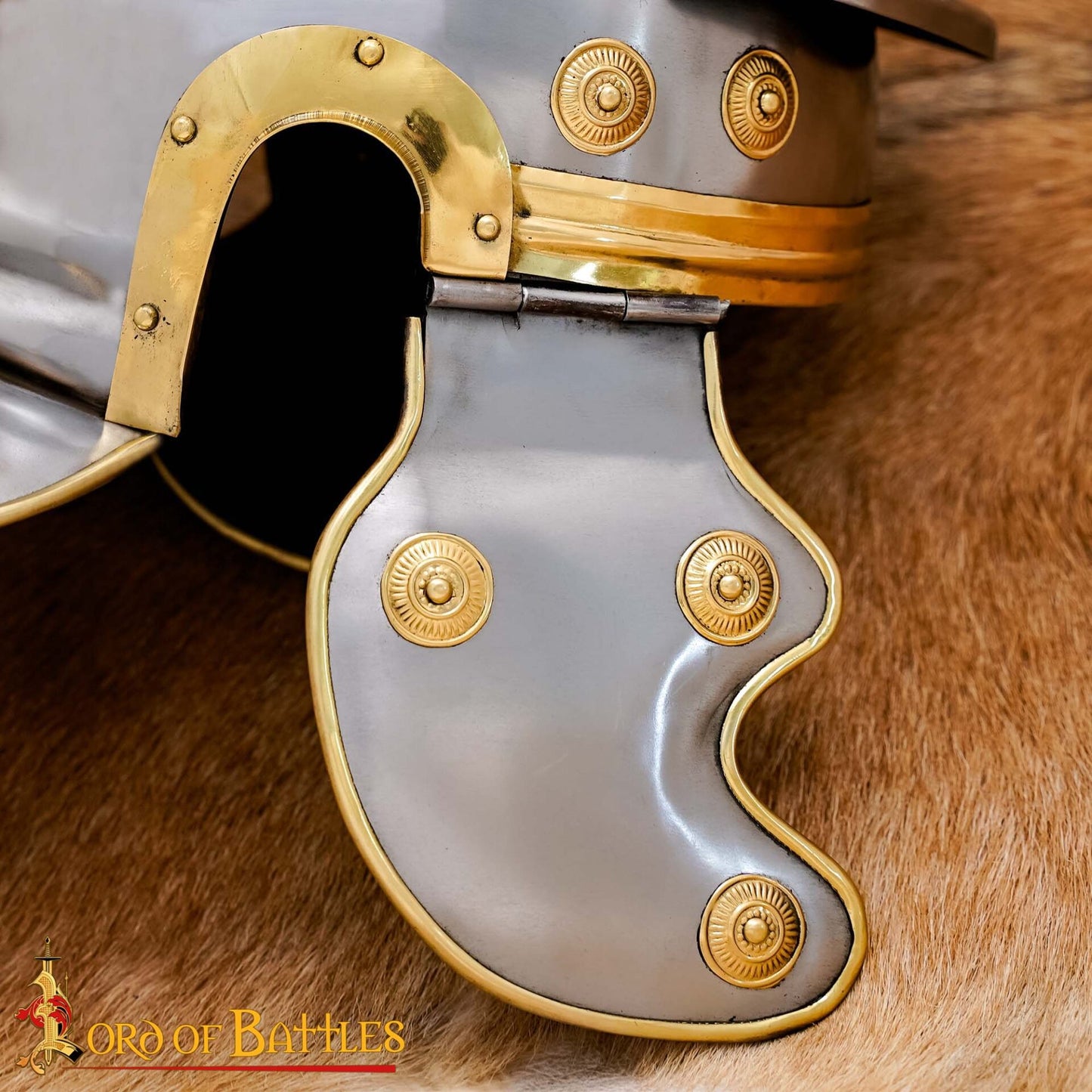 Casco de Galo Imperial Romano del Siglo I con Cresta Roja, Hecho a Mano de Forma Tradicional - Acero y Latón Pulidos - Imagen 11