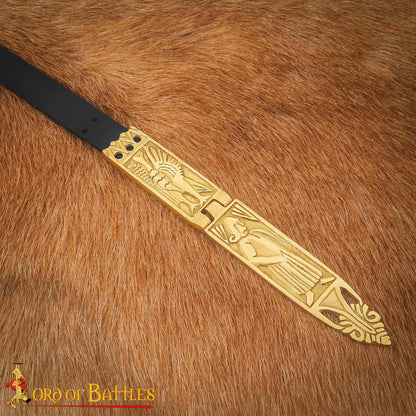 Vaina de Espada Vikinga de Latón - 16,5 Cm Guarnición Grabada con Diseño de Bisagra - Imagen 2