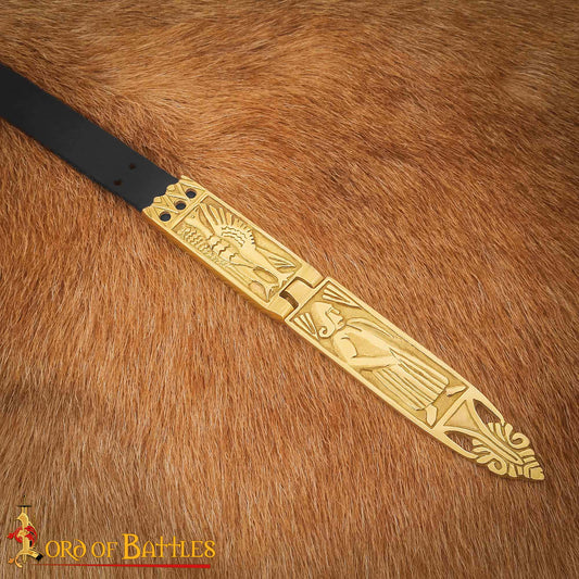 Vaina de Espada Vikinga de Latón - 16,5 Cm Guarnición Grabada con Diseño de Bisagra - Imagen 2