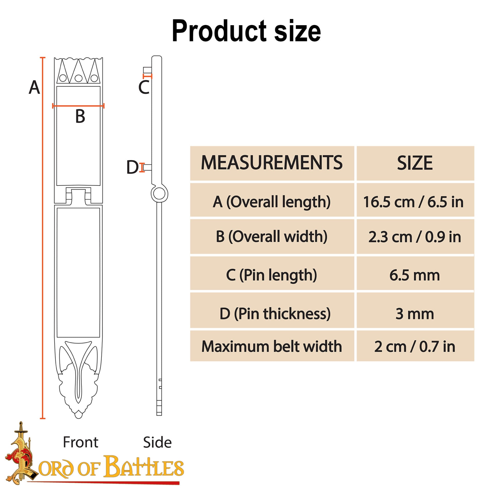 Vaina de Espada Vikinga de Latón - 16,5 Cm Guarnición Grabada con Diseño de Bisagra - Imagen 3