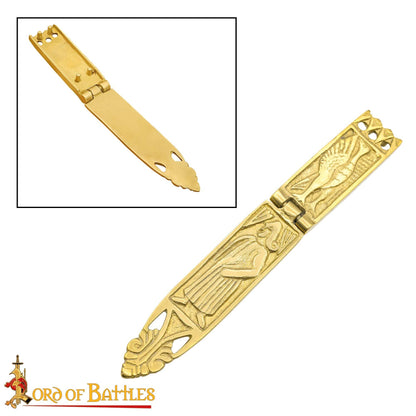 Vaina de Espada Vikinga de Latón - 16,5 Cm Guarnición Grabada con Diseño de Bisagra - Imagen 5