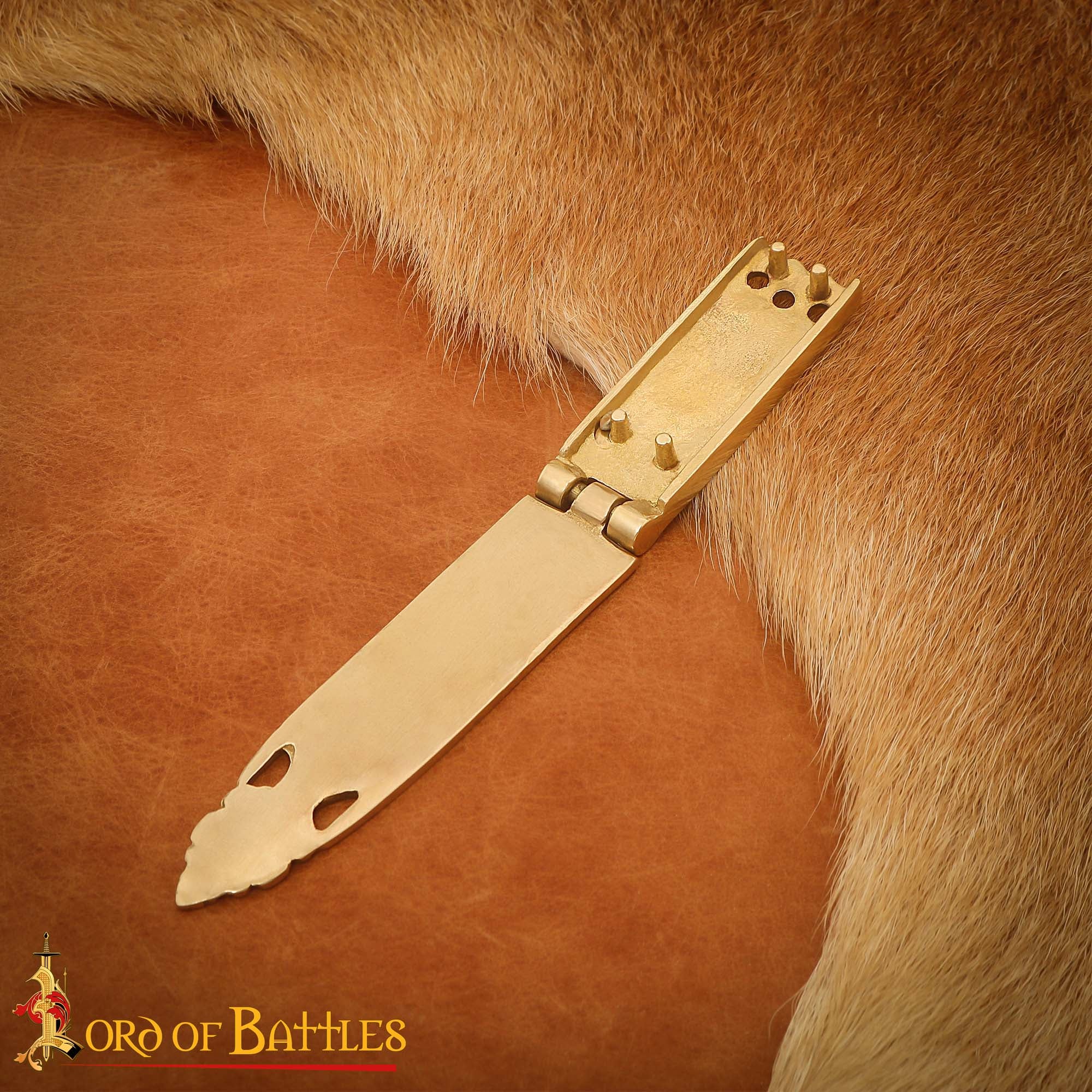 Vaina de Espada Vikinga de Latón - 16,5 Cm Guarnición Grabada con Diseño de Bisagra - Imagen 6