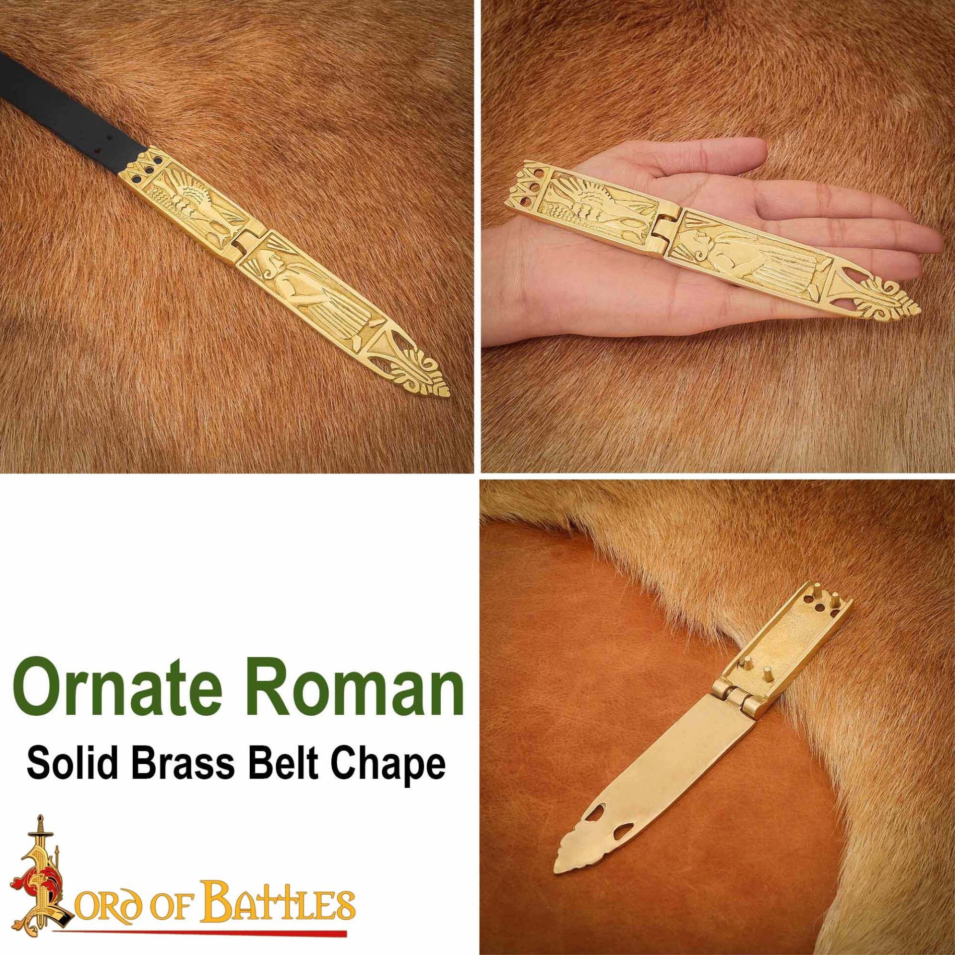 Vaina de Espada Vikinga de Latón - 16,5 Cm Guarnición Grabada con Diseño de Bisagra - Imagen 8