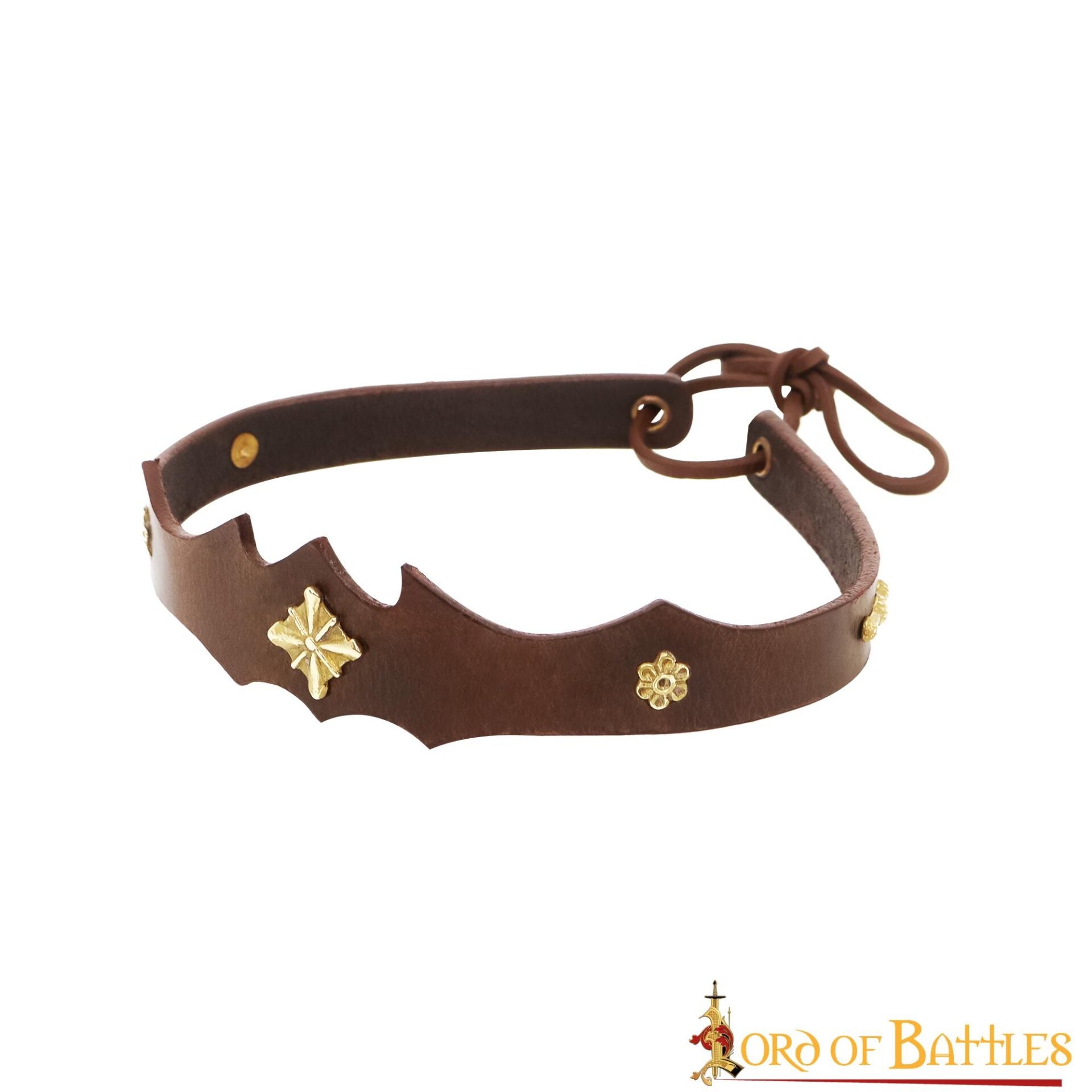 Diadema de Cuero de Cazador Principesco con Monturas de Latón Puro - Imagen 6