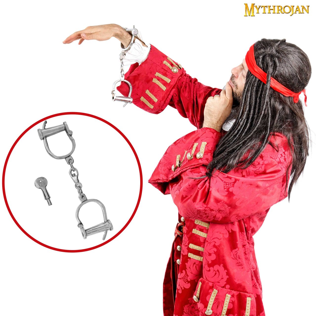Mythrojan Esposas Medievales Cromadas Estilo Antiguo Grilletes de Mazmorra Acero Sólido - Imagen 4