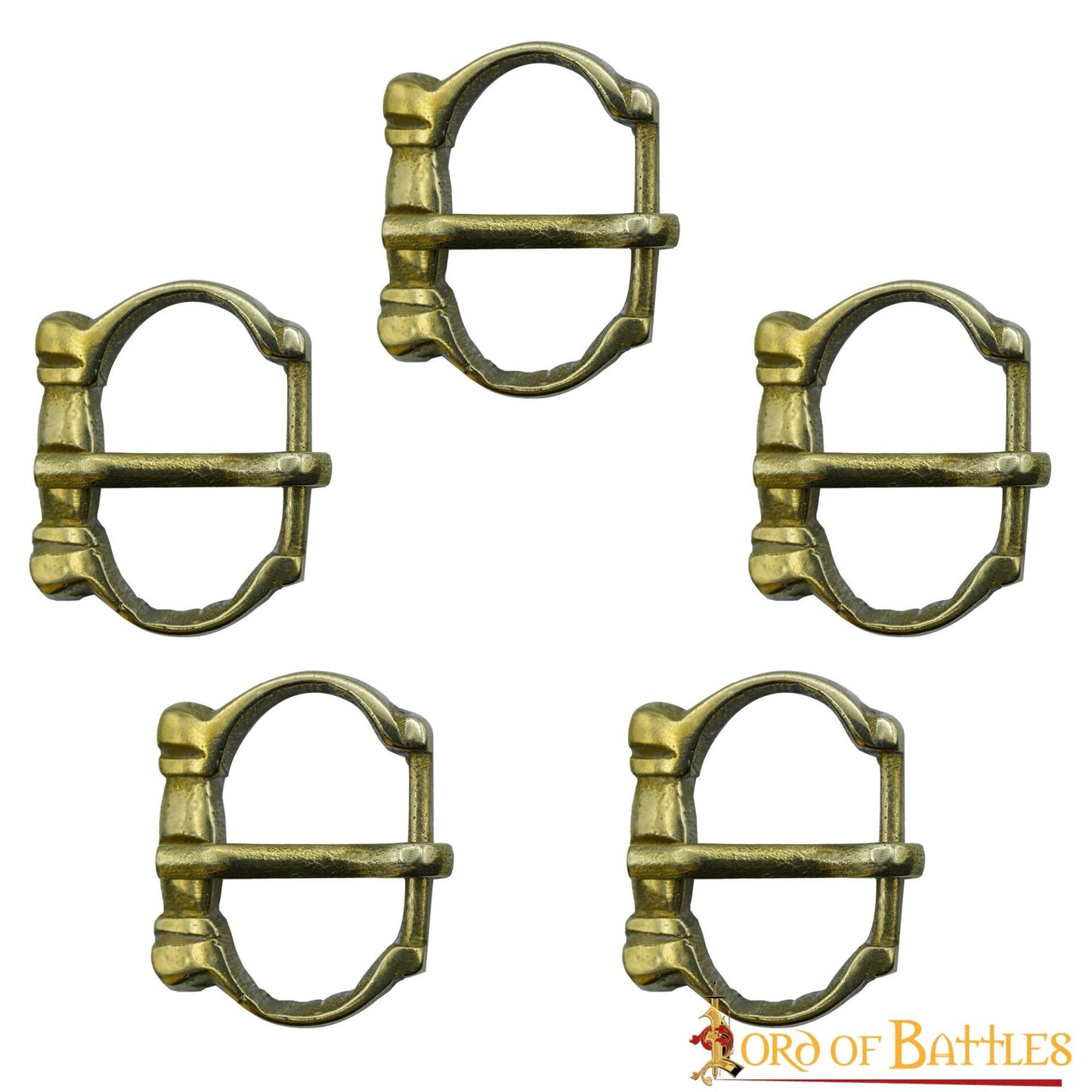 Pequeñas Hebillas Medievales de Latón para Cinturón - Juego de 5 Piezas Acabadas a Mano (réplica de 1200-1400) - Imagen 9