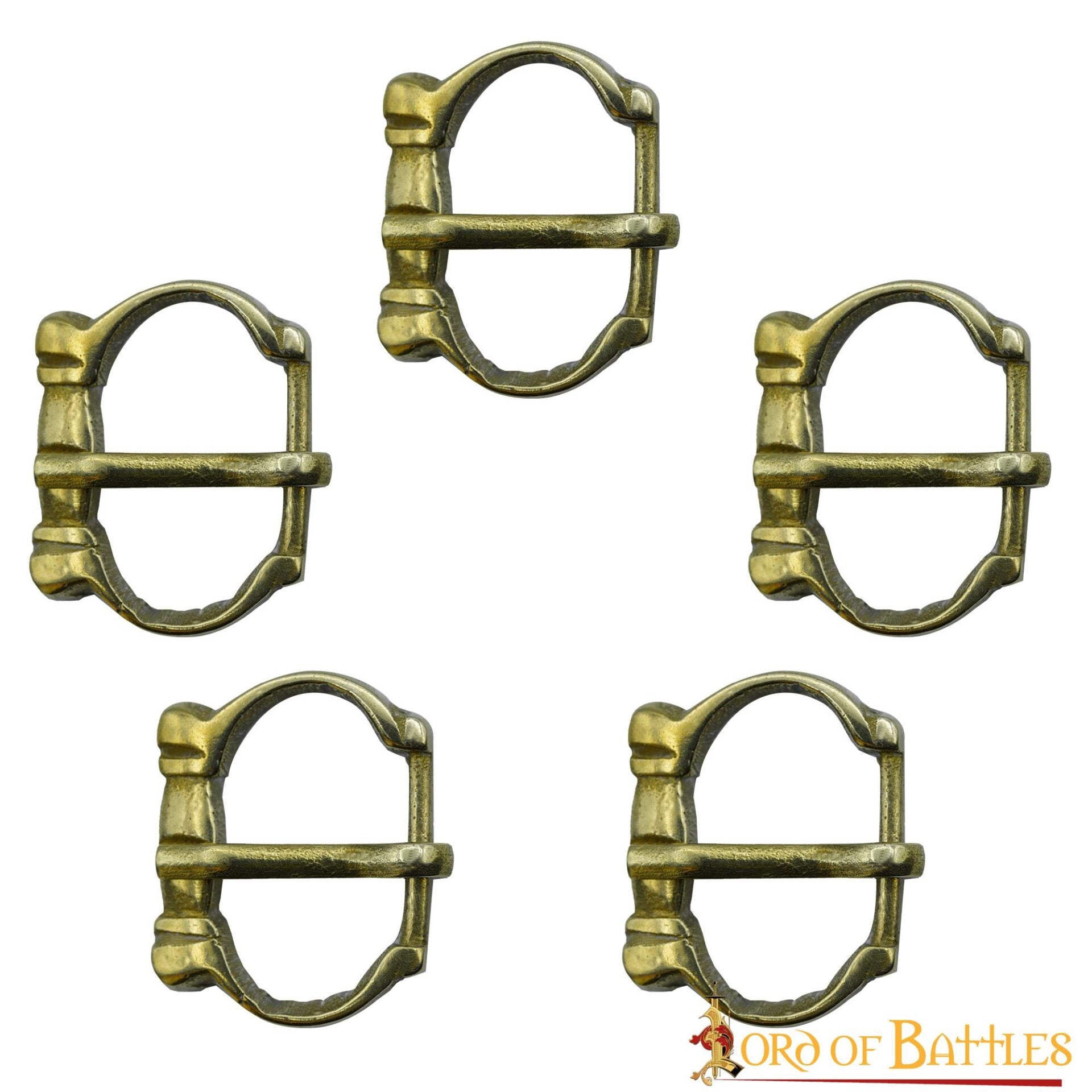 Pequeñas Hebillas Medievales de Latón para Cinturón - Juego de 5 Piezas Acabadas a Mano (réplica de 1200-1400) - Imagen 9