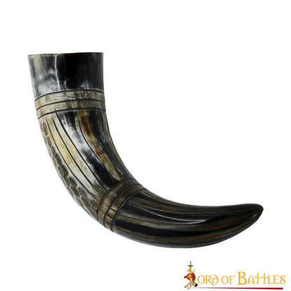 Cuerno para Beber Vikingo con Grabado en Forma de Panal, Cuerno de Buey Natural Hecho a Mano (500-600 Ml) - Imagen 9