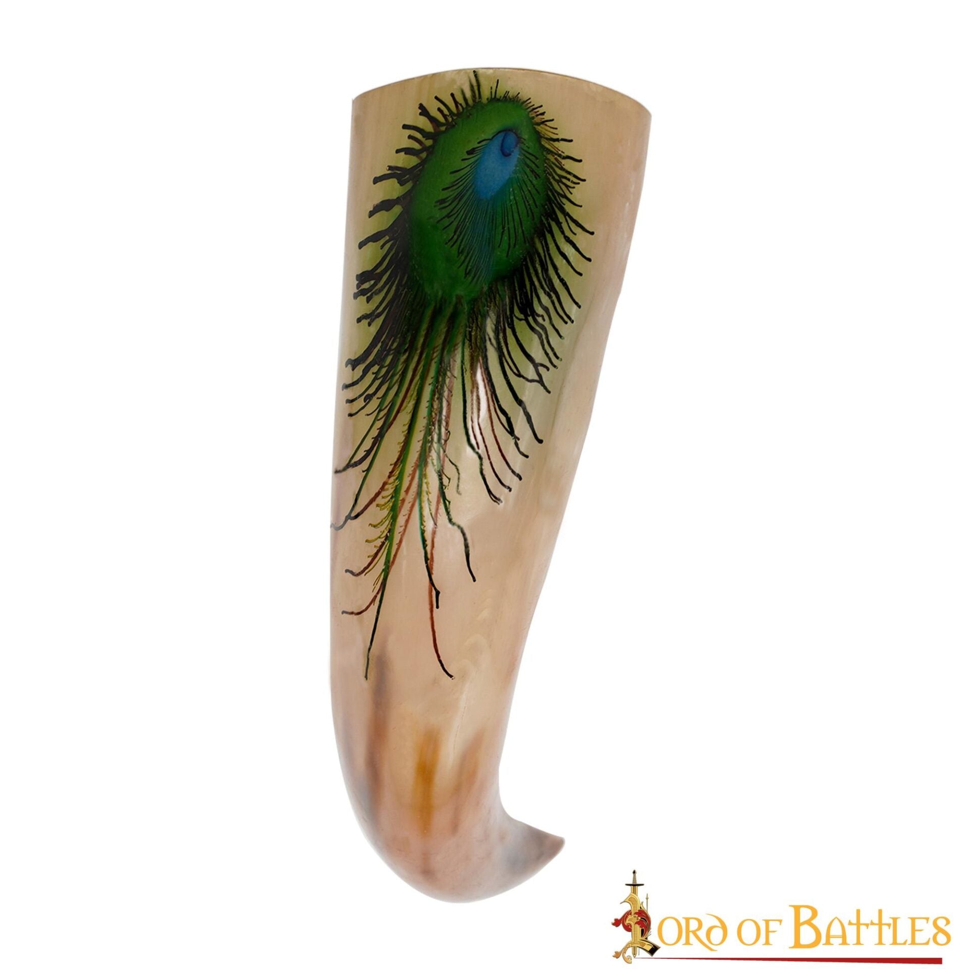 "la Pluma Mística" Cuerno para Beber 500 - 600 Ml Cuerno de Buey Auténtico Hecho a Mano - Descatalogado - Imagen 2