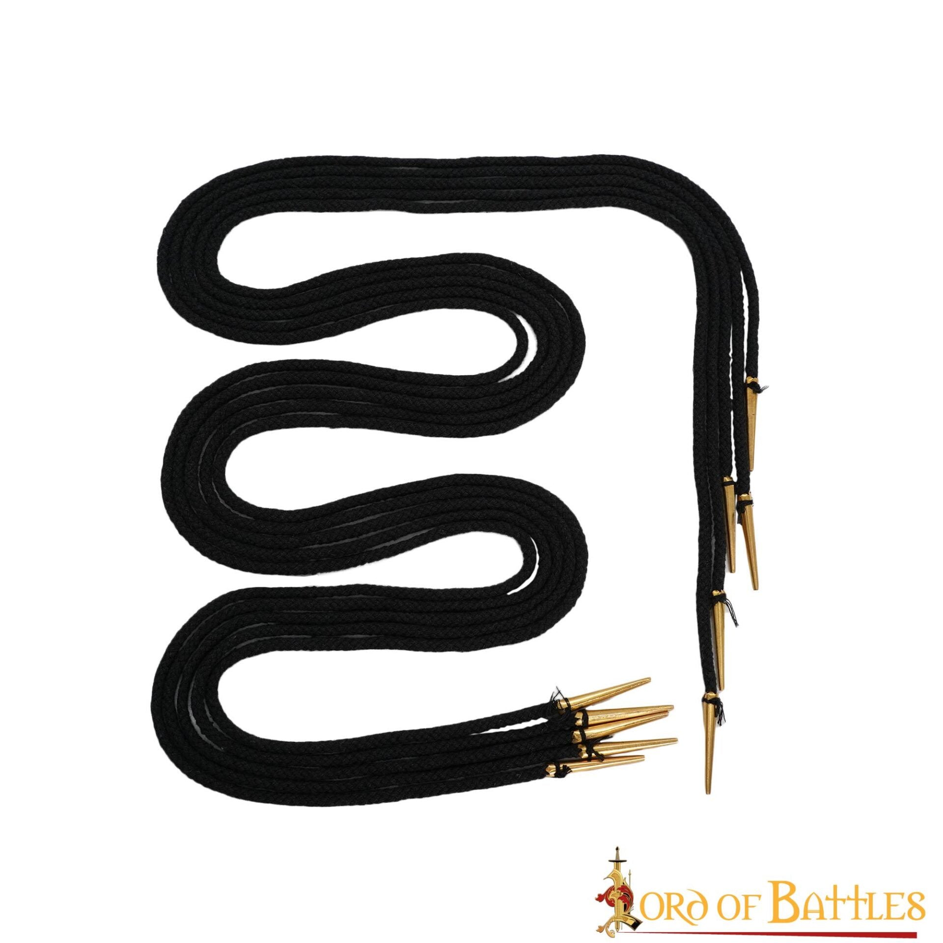 Cordones de Algodón Negro con Remates de Latón Macizo - Juego de 5 Corbatas Medievales - Imagen 9