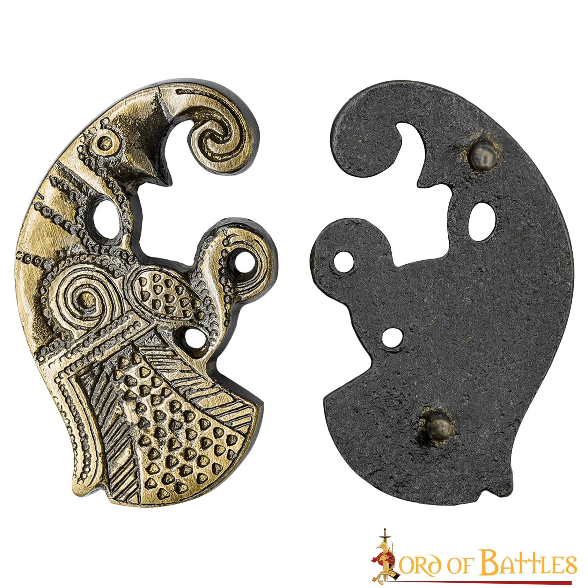 Monturas de Cuervo de Odín de Latón Antiguo - Par de Huginn y Muninn Vikingos para Marroquinería - Imagen 2