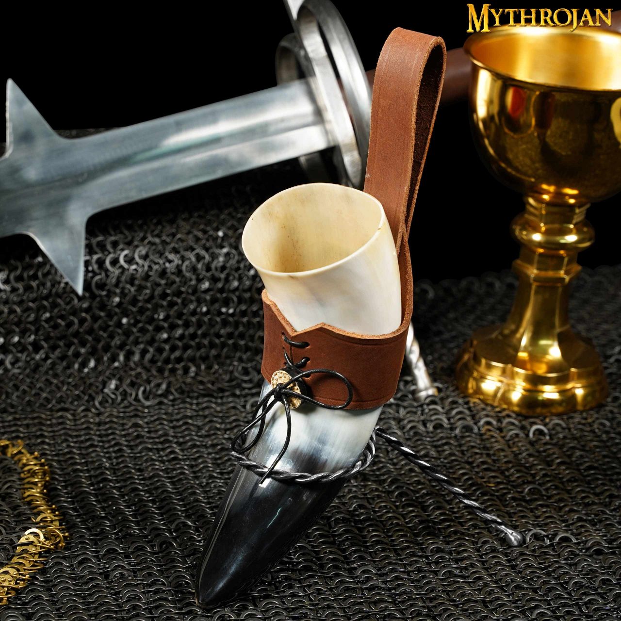 Mythrojan Cuerno para Beber Forjado a Mano Twisted Rack - Imagen 2