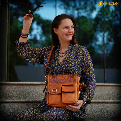 Runa Nórdica de Cuero Messenger Satchel Bag - Viking Rune Cross Body Bag - Imagen 8