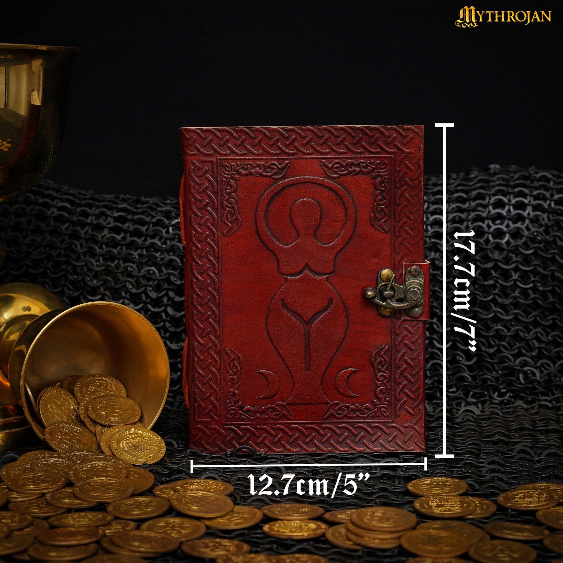 Mythrojan Diosa Medieval Diario de Cuero con Cerradura 5 X 7 Pulgadas Hecho a Mano Vintage Diario Notebook - Imagen 2